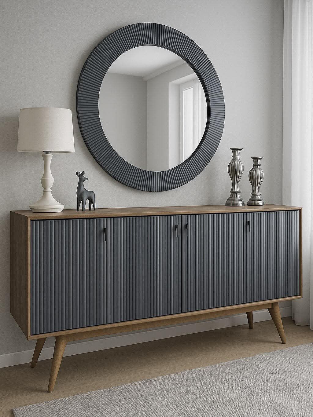 Dark Ribbed Sideboard — F004