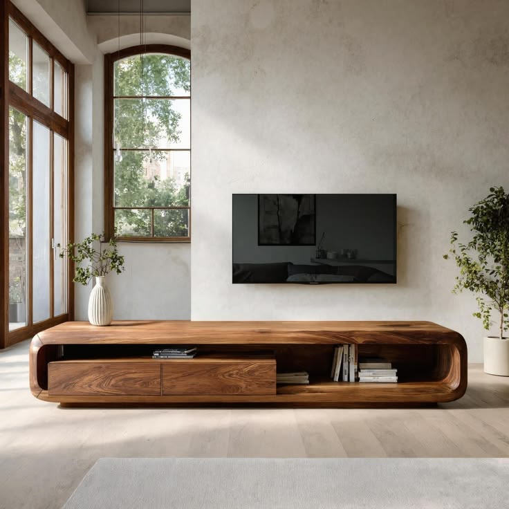 Floating Rounded TV Console — F014