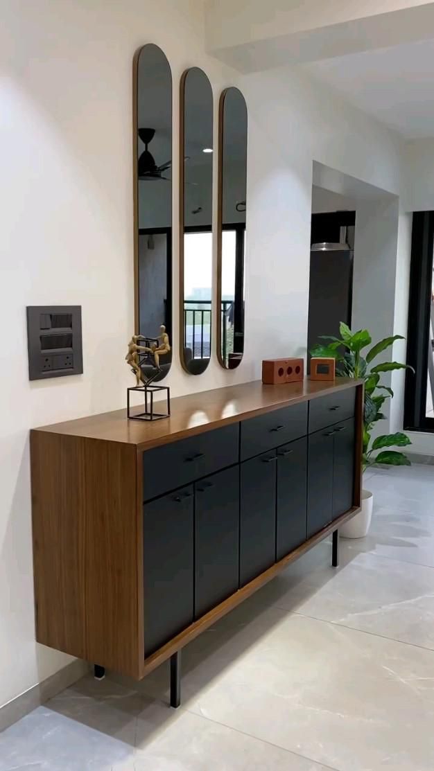 Dark and Wood-Tone Sideboard — F020