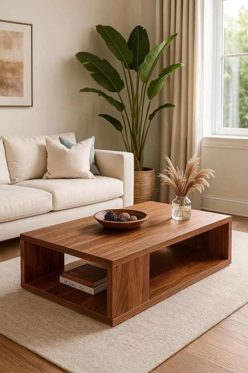 Rectangular Open-Shelf Coffee Table — F023