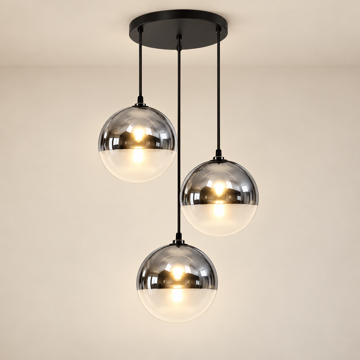 Be Lighting 4144/1 CH three-piece pendant set