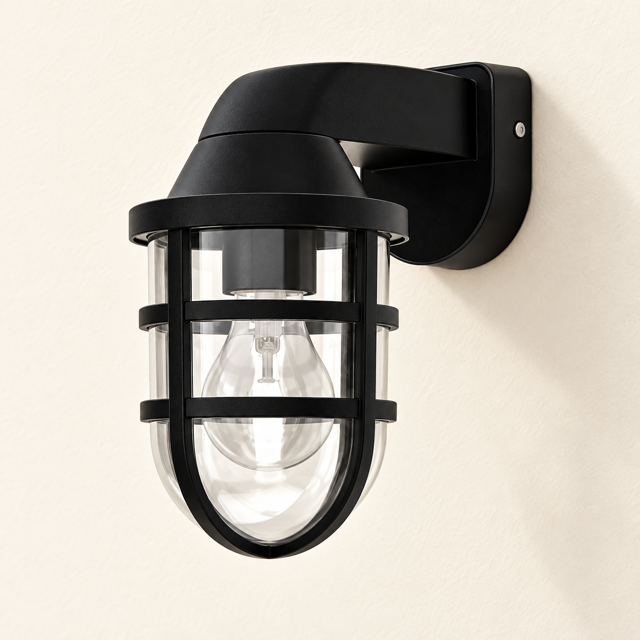 Be Lighting GD-PW019-E27 black cage wall light, single fixture