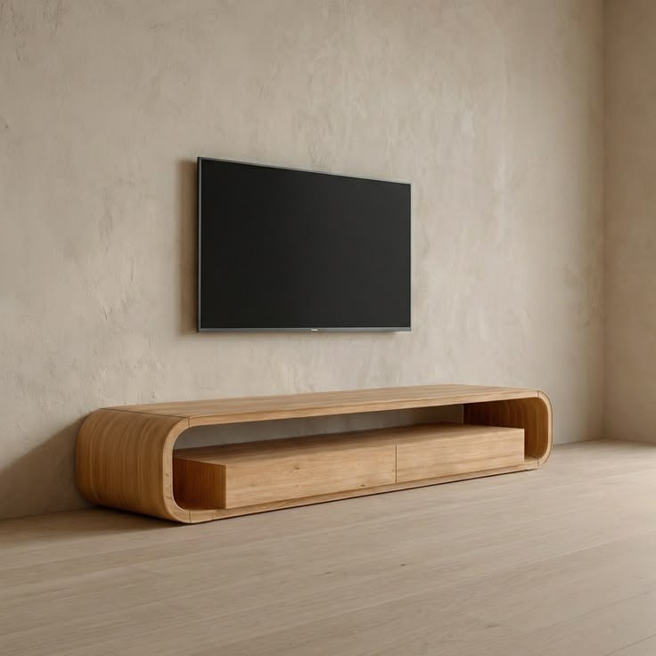 Compact Rounded Floating TV Console — F034