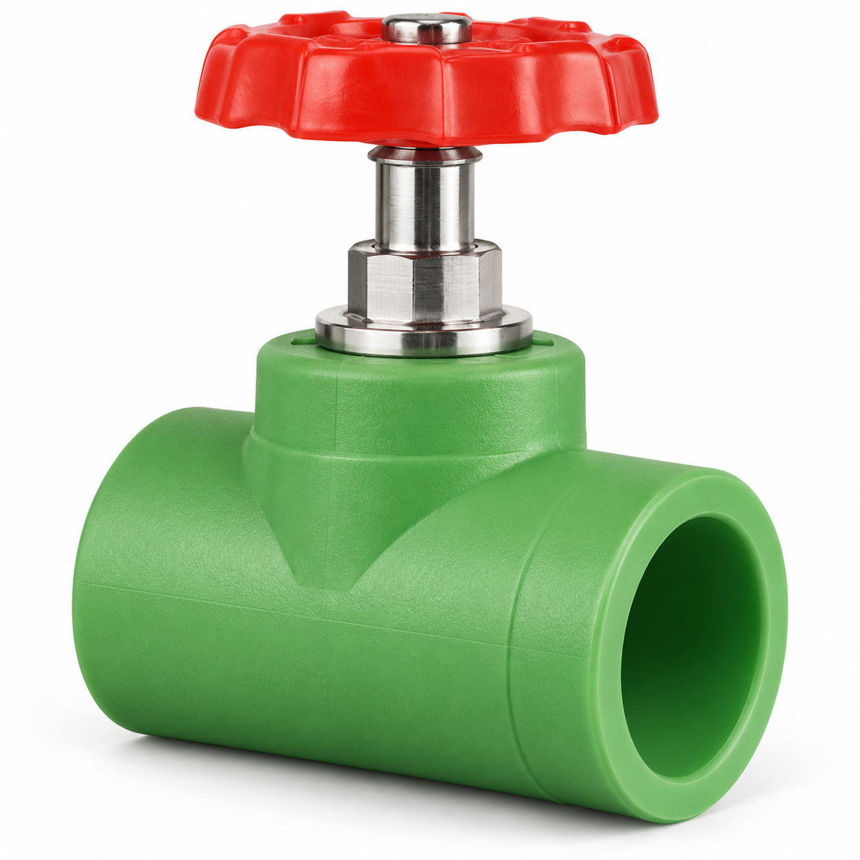 Green PPR Stop Valve with Red Handwheel — illustrative family image