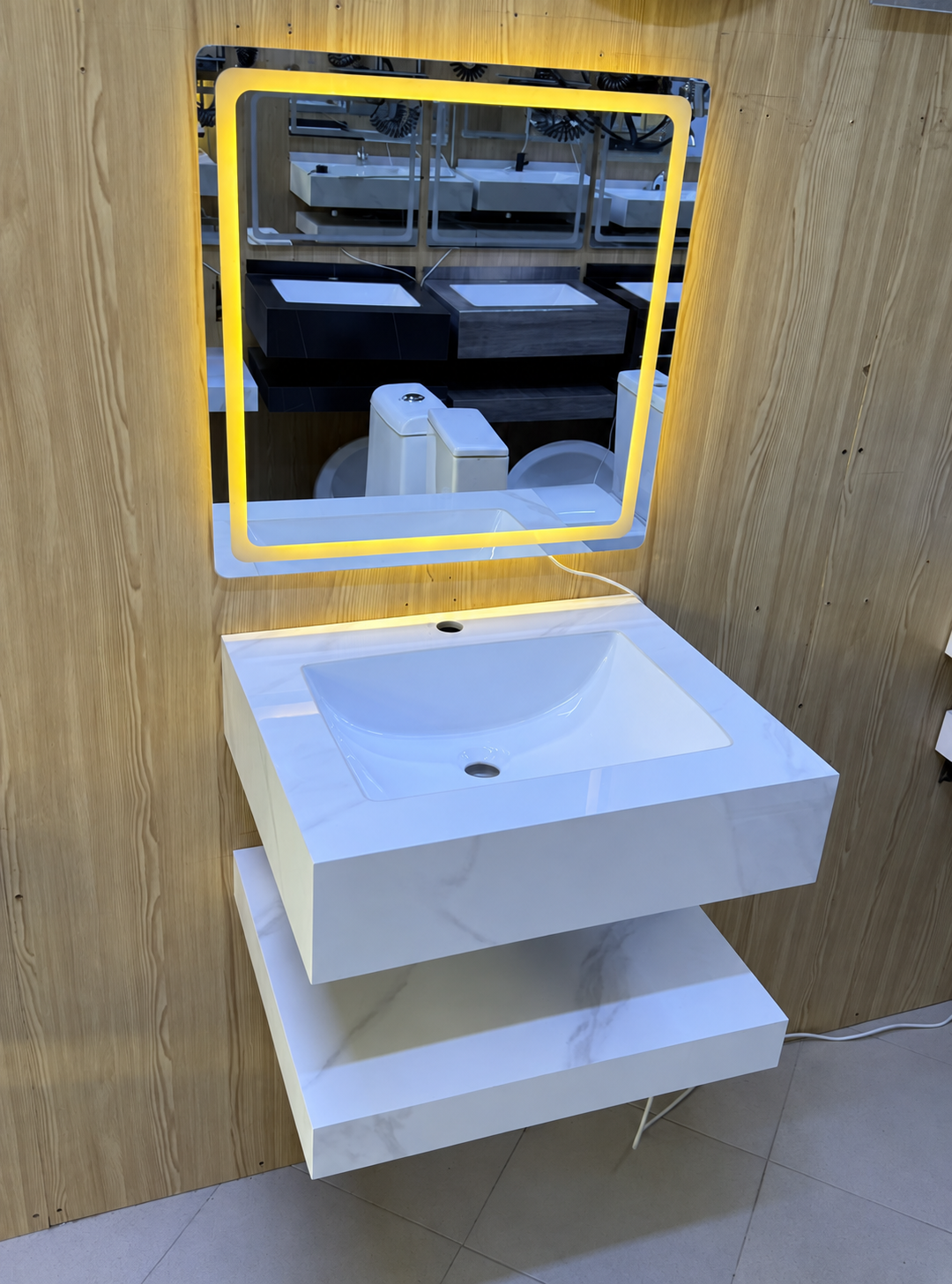6001 bathroom vanity and illuminated mirror without company branding